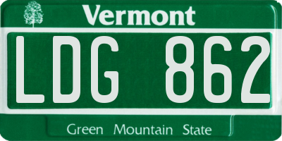 VT license plate LDG862