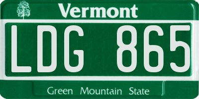 VT license plate LDG865