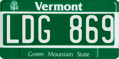 VT license plate LDG869