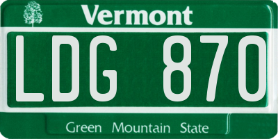 VT license plate LDG870