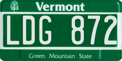 VT license plate LDG872