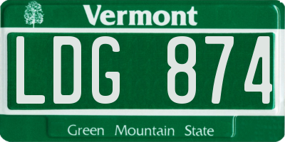 VT license plate LDG874