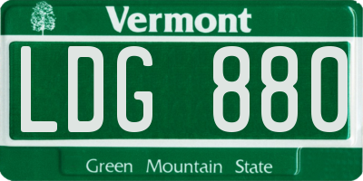 VT license plate LDG880