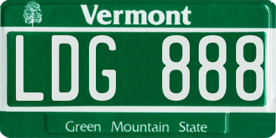 VT license plate LDG888