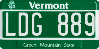 VT license plate LDG889