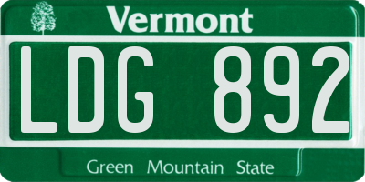 VT license plate LDG892