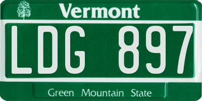 VT license plate LDG897