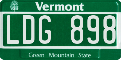 VT license plate LDG898