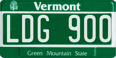 VT license plate LDG900