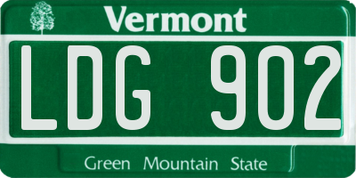 VT license plate LDG902