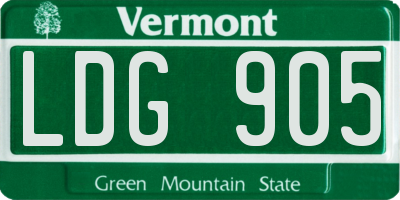 VT license plate LDG905