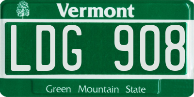 VT license plate LDG908