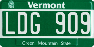 VT license plate LDG909