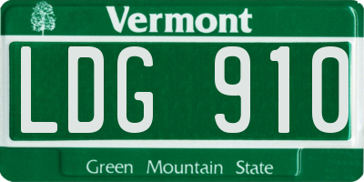 VT license plate LDG910