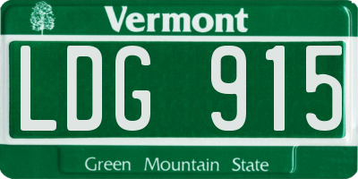 VT license plate LDG915
