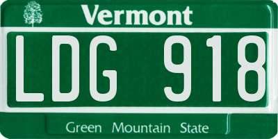 VT license plate LDG918