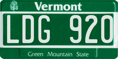 VT license plate LDG920