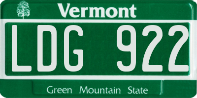 VT license plate LDG922
