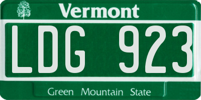 VT license plate LDG923