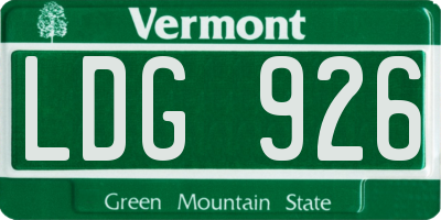VT license plate LDG926