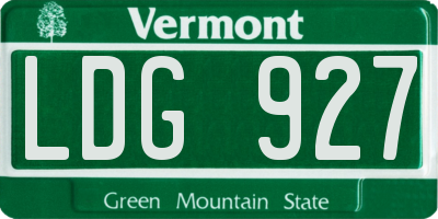 VT license plate LDG927