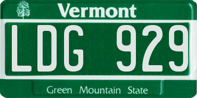VT license plate LDG929