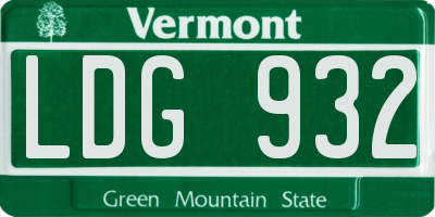 VT license plate LDG932