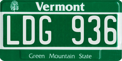 VT license plate LDG936