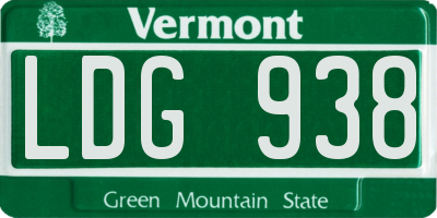 VT license plate LDG938
