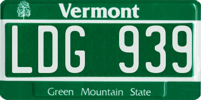VT license plate LDG939