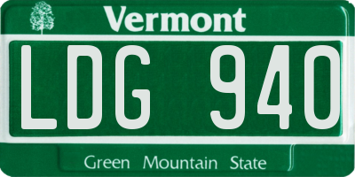 VT license plate LDG940