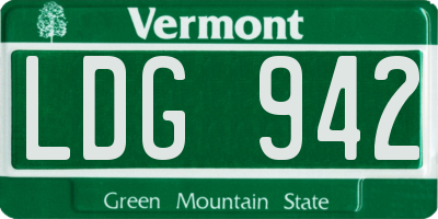 VT license plate LDG942