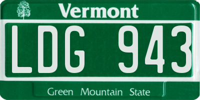 VT license plate LDG943
