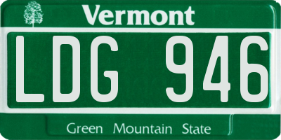 VT license plate LDG946
