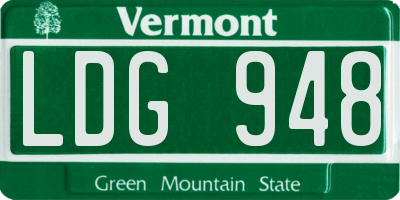 VT license plate LDG948