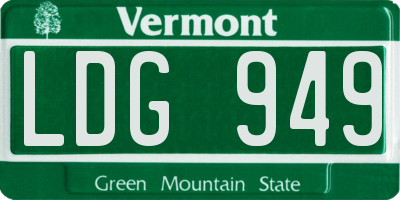 VT license plate LDG949