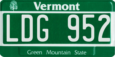 VT license plate LDG952