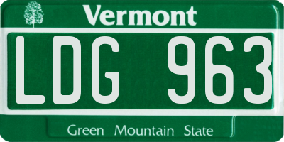 VT license plate LDG963