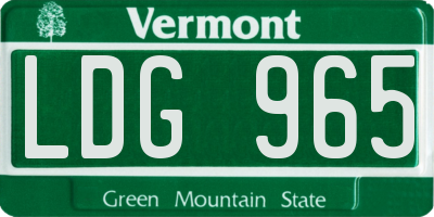 VT license plate LDG965