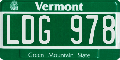 VT license plate LDG978