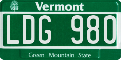 VT license plate LDG980