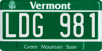 VT license plate LDG981