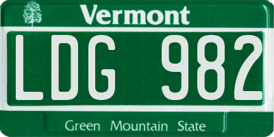 VT license plate LDG982