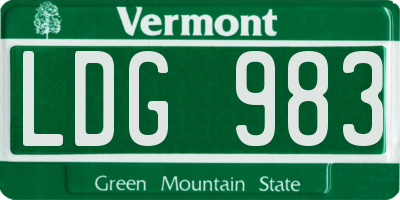 VT license plate LDG983
