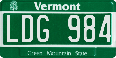 VT license plate LDG984