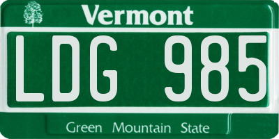 VT license plate LDG985