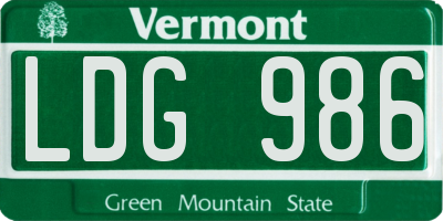 VT license plate LDG986