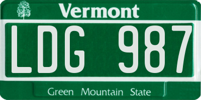 VT license plate LDG987