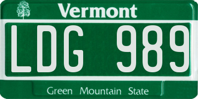 VT license plate LDG989