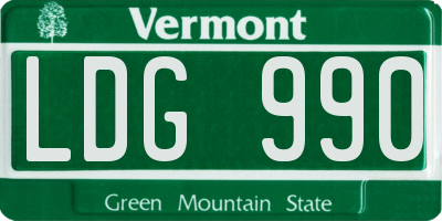VT license plate LDG990